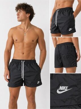 Nike Black Swim Trunks Men's Large Mesh Lined
Drawstring Athletic
Shorts